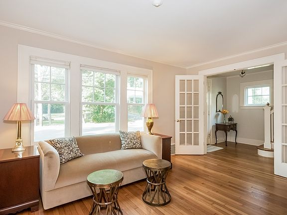 Living Room with Hardwood Floors and French Doors