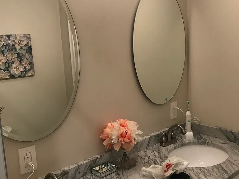 Bathroom with double sinks.