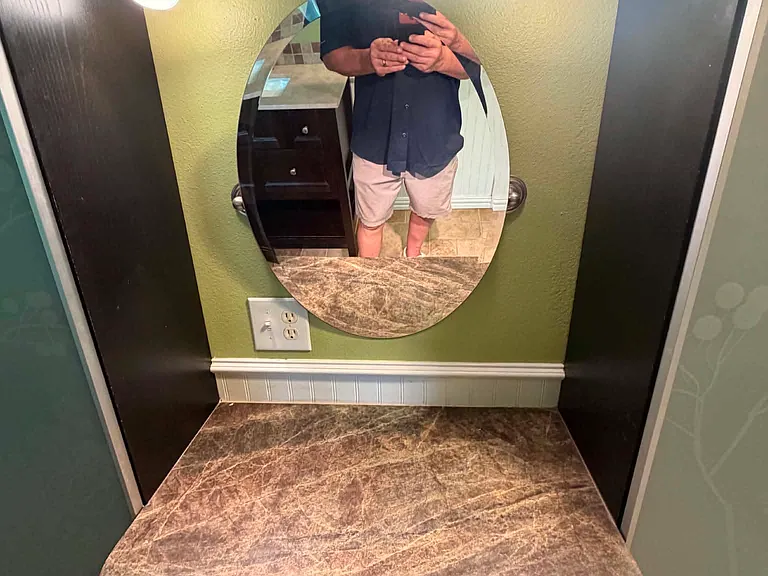Vanity with storage on each side