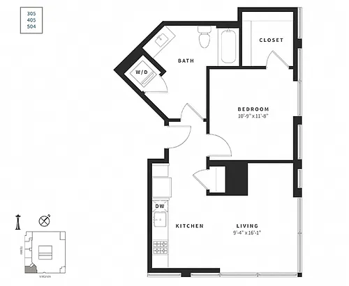 Floor plan 1 Bedroom A2
