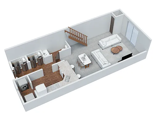 Floor plan 2 BD 1 and a half BA Townhome
