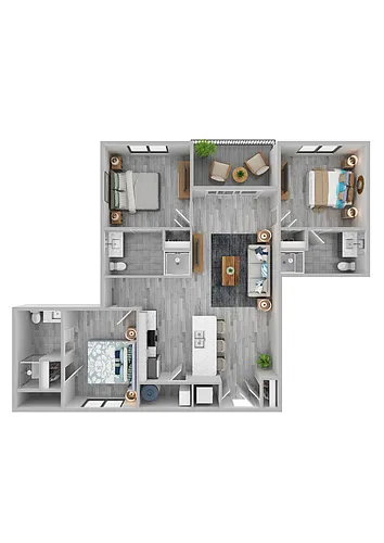 Floor plan 3 Bedroom - 3 Bath