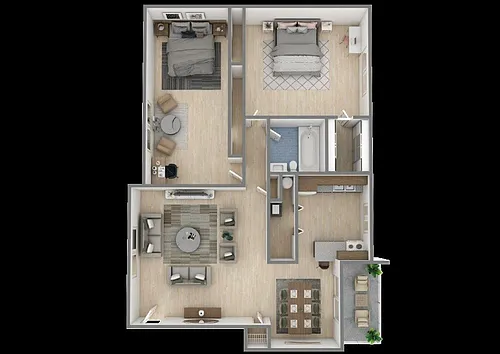 Floor plan 2 Bedroom, 1 Bathroom