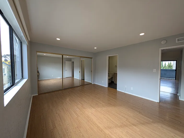 Master bedroom with new blackout blinds