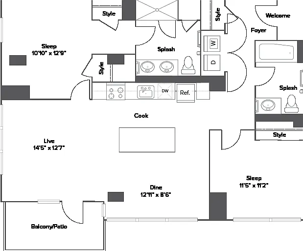 B10T 2-Bedroom Floorplan B10T 2-Bedroom Floorplan