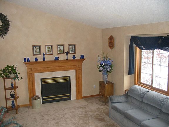 Vaulted living room with fireplace 