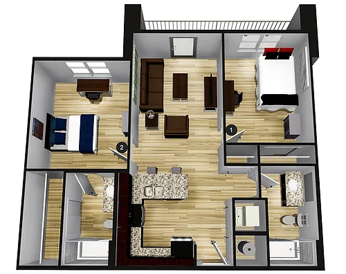 Floor plan A2 - 2X2