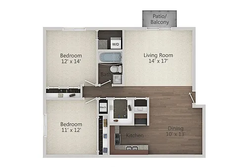 Floor plan 2 Bedroom w WD