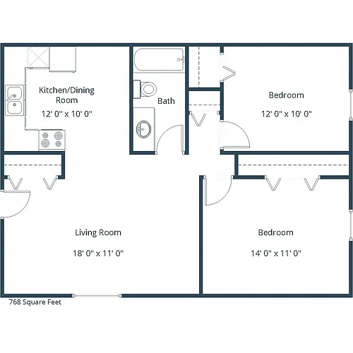 Floor plan Two Bedroom 21A