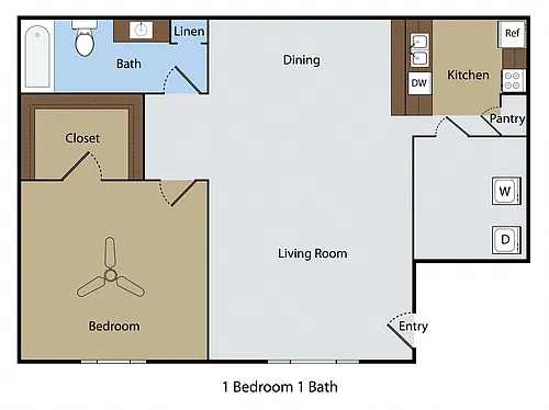 Floor plan 1 BR 1 BA
