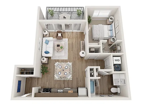 Floor plan One Bedroom One Bath with Entry