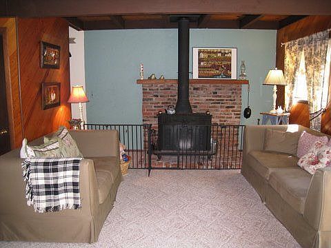 Living room with wood stove