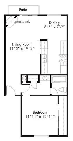 Floor plan A2 - 1 bedroom 1 bath