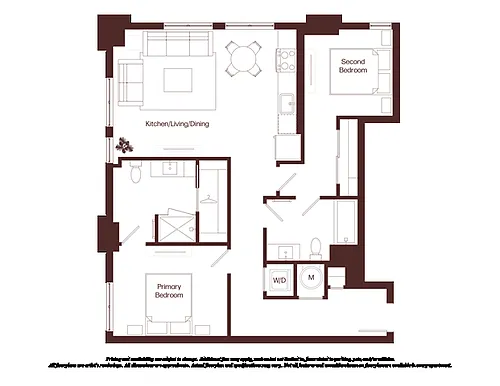 Floor plan 2 Bed - 2 Bath | bj3