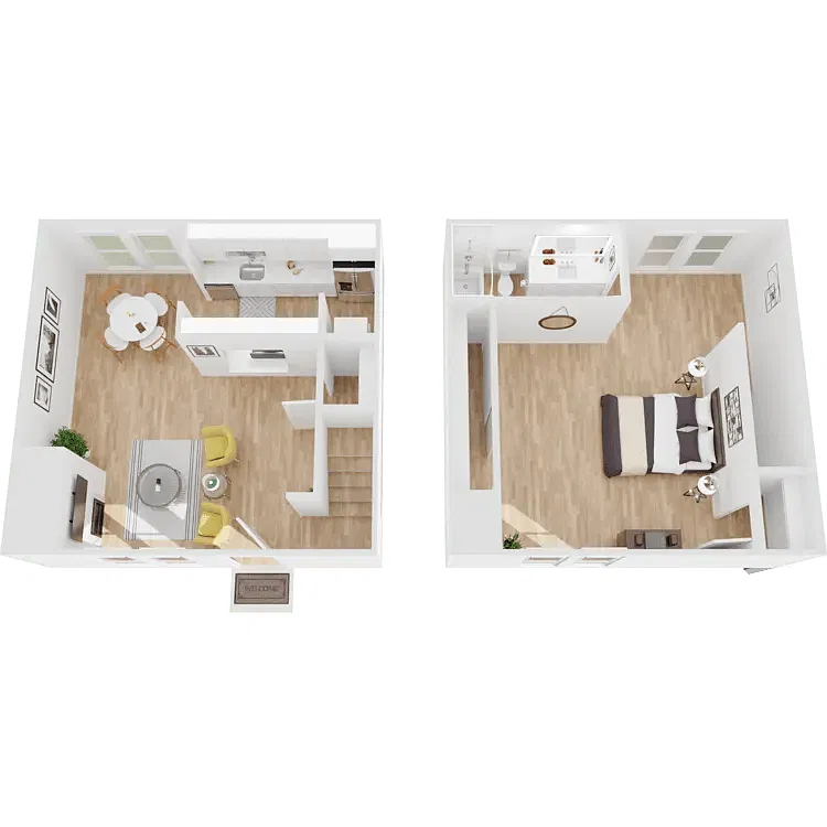 Floor plan 1 Bedroom 1.5 Bathroom