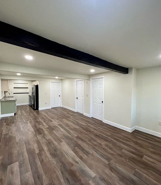 Bottom unit large open layout for family room/dinning room and kitchen.