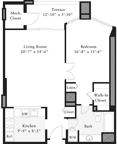 Floor plan 1 Bedroom H