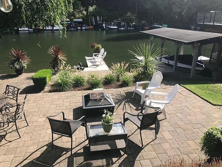 Spacious patio, boat slips,
