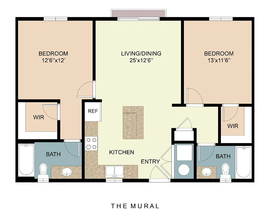 Floor plan 2Beds 2Baths