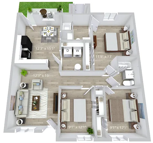 Floor plan 3x2 Renovated Premium