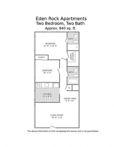 Floor plan 2 Bedroom 2 Bath_840 sq ft