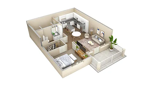 Floor plan 1 BR Haven Summit