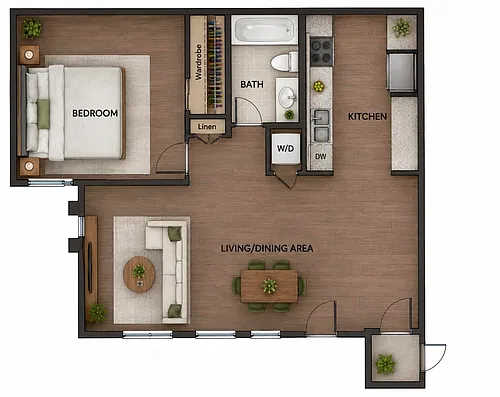 Floor plan 1 Bedroom 1 Bathroom