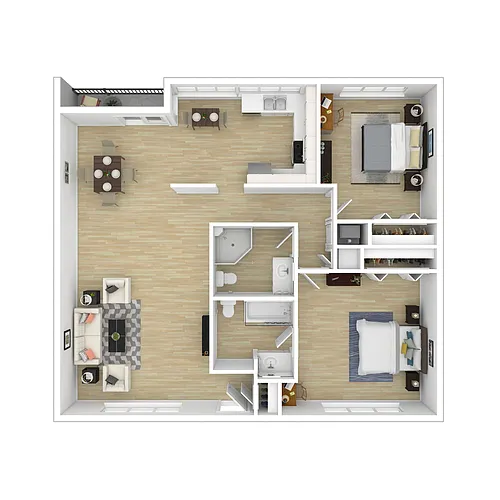 Floor plan Two Bedroom Two Bath