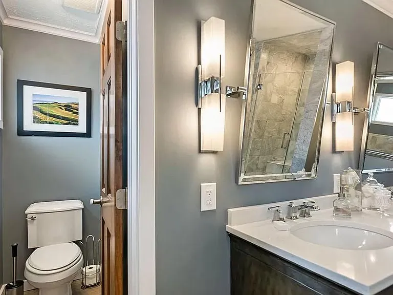 Master bath has separate toilet cubicle