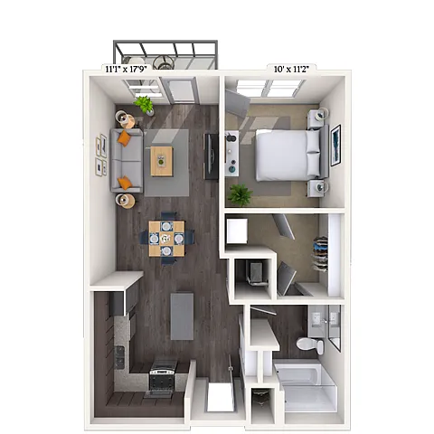 Floor plan Traditional 1x1 658 SF-FP