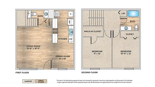 Floor plan 2 Bedroom Townhome