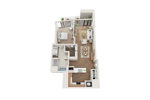 Floor plan 1 BR x 1 BA Flat - C