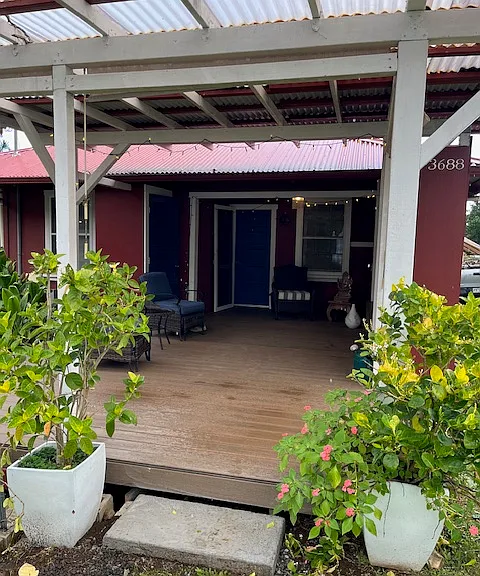 Front Patio (Lenai) offers an additional 300 + square feet above the 920 sq ft living space.