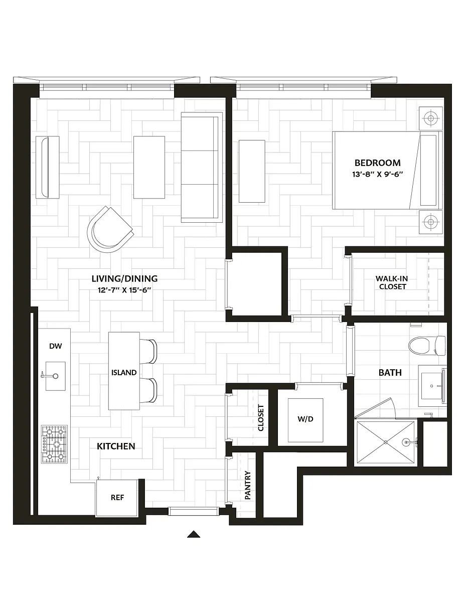 Floor plan 1 Bed/1 Bath-A16
