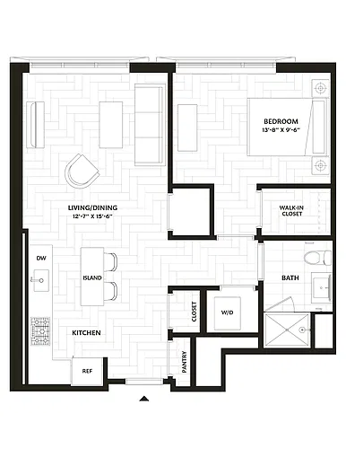 Floor plan 1 Bed/1 Bath-A16