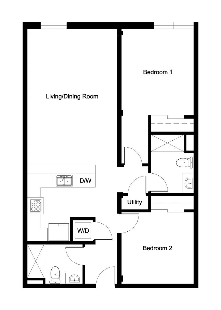 Floor plan Two Bed Two Bath