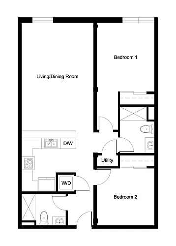 Floor plan Two Bed Two Bath