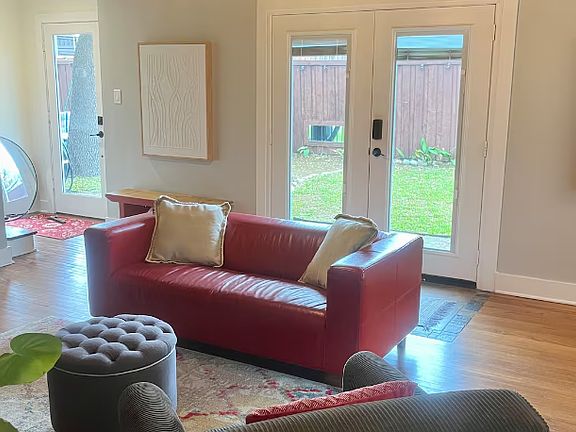 View of the living space from the downstairs bathroom