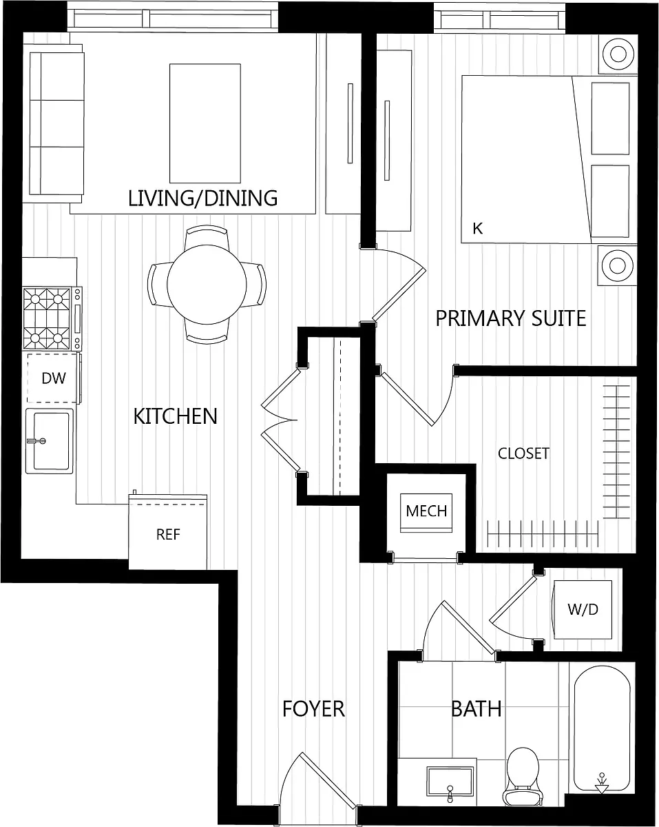 Floor plan 1 Bed/1 Bath-C27
