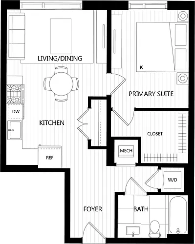 Floor plan 1 Bed/1 Bath-C27