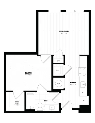 Floor plan 1 Bed/1 Bath Jr -1BJ C