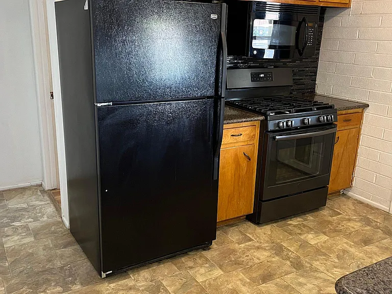 Refrigerator, gas stove, oven and microwave
