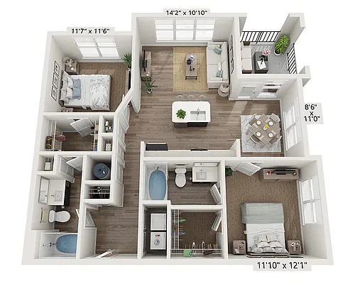 Floor plan Two Bedroom B2C
