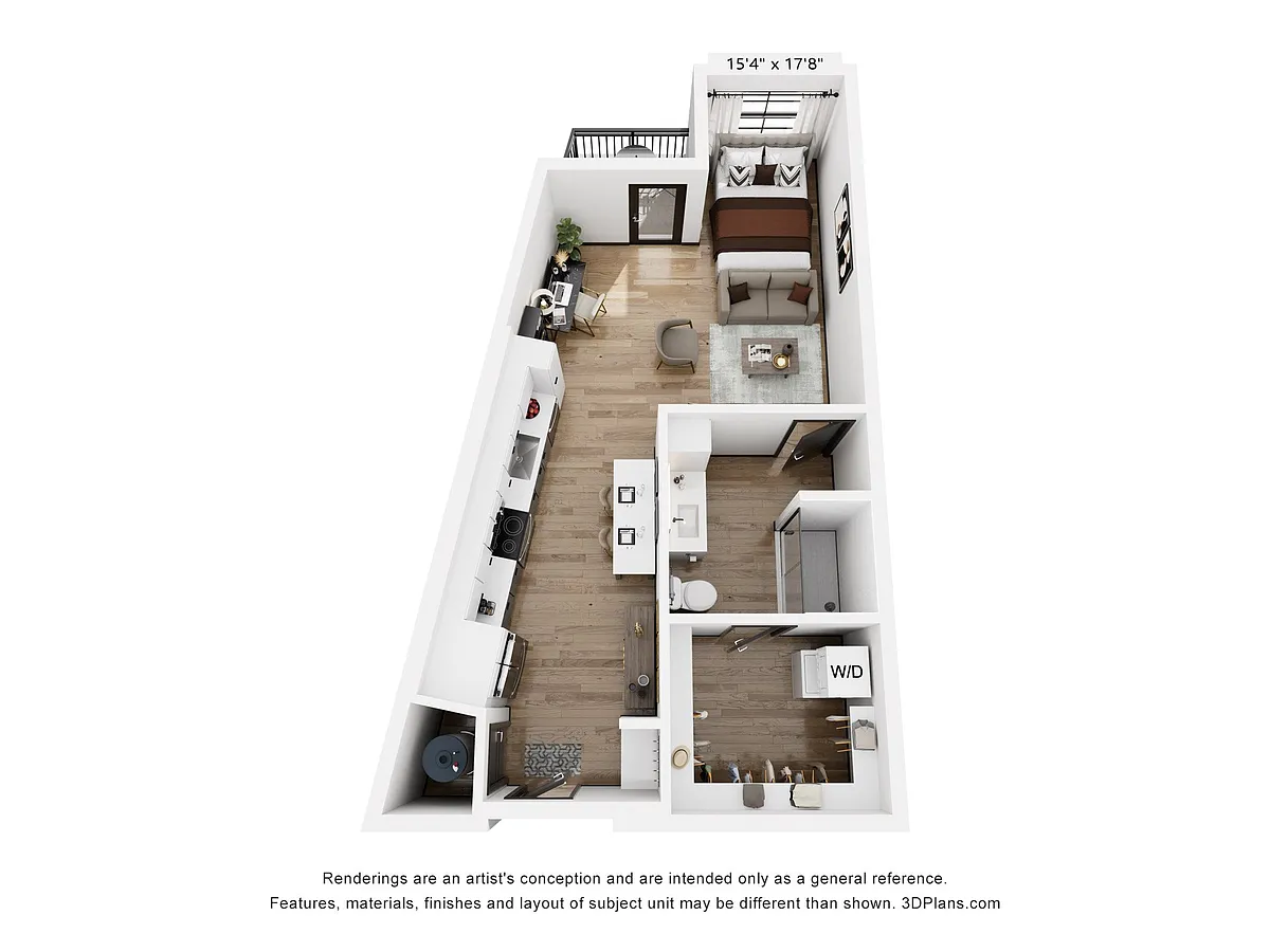 Floor plan S3: 0 Bed 1 Bath