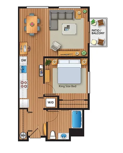 Floor plan 1x1B Flat