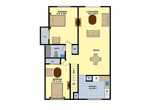 Floor plan Two Bedroom (Upstairs)