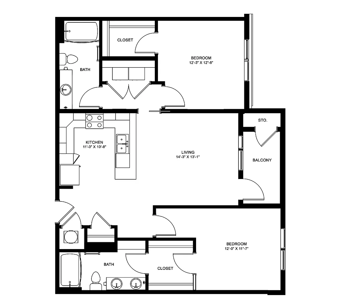 Floor plan B4 - Furnished