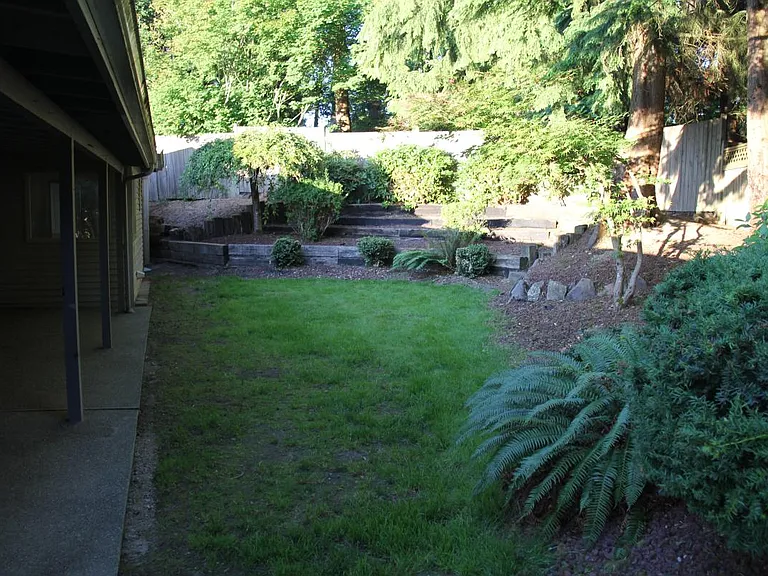 private landscaped backyard