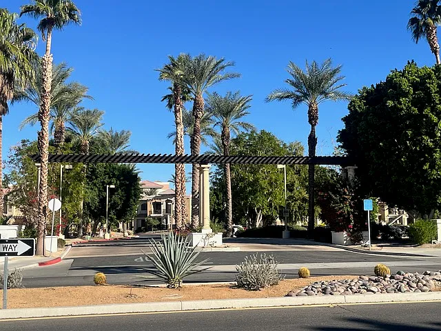 Front entrance to Embassy Suites hotel complex