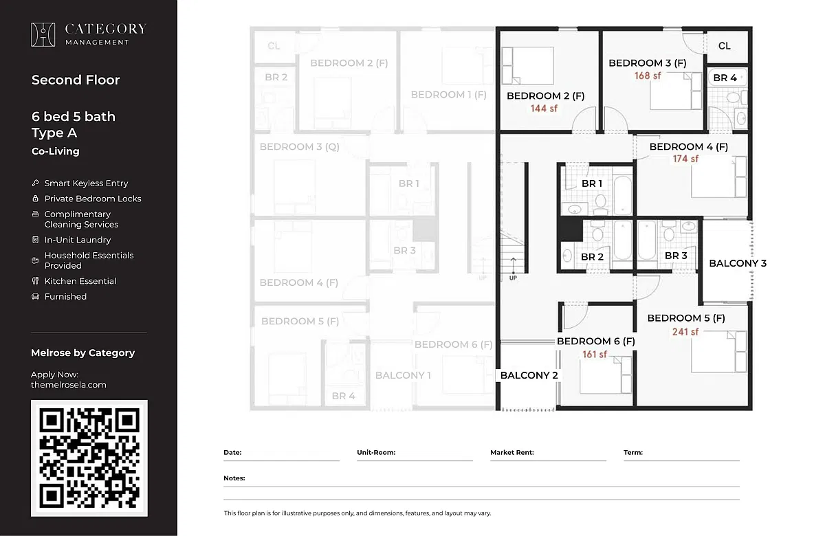 Floor plan 6 Bed 5 Bath - A